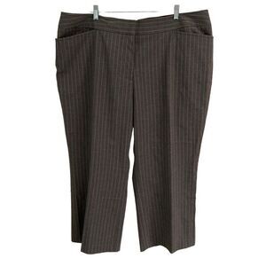 Lane Bryant pinstripe cropped wide leg trousers womens 22 gray clasp closure New